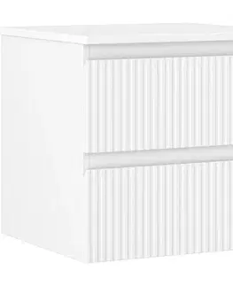 Kúpeľňový nábytok MEXEN/S - Rivel kúpeľňová skrinka pod umývadlo 50 cm s doskou, 2 zásuvky, reliéf, biela mat 91A20-05047-2-BFFC01