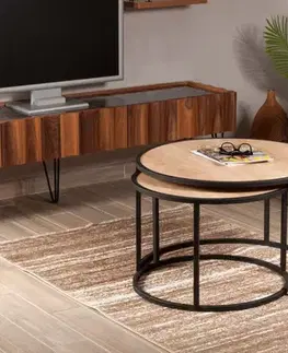 Konferenčné stolíky Sada odkladacích stolíkov (2 kusy) Tambur - Oak