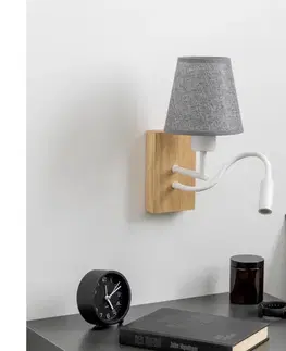 Svietidlá BRILAGI - LED Nástenná lampa NUBILA WOOD 1xE27/25W/230V + LED/3W dub/šedá BG1565+BG1569