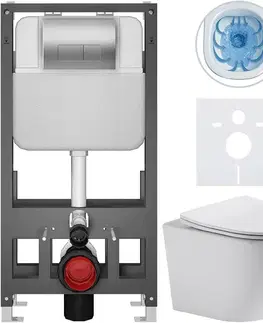 Záchody CERANO - Kompletný WC set Basic/Cesso - biela lesklá - WC tlačidlo Modulo/Strieborná - voľne stojaca - predstenová inštalácia - 49x36 CER-8050BD85967