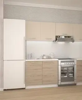 Modulový kuchynský nábytok Kuchynská Katia 220 zb 28mm svetlobéžová matná/san marino/korpus biely