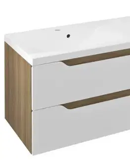 Umývadlá SAPHO - WAVE dvojumývadlová skrinka 149,7x50x47,8cm, biela/dub cuneo WA150-3025