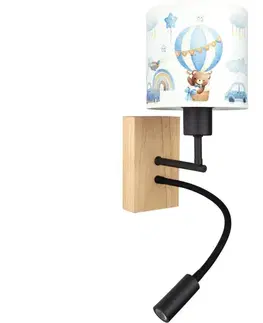Svietidlá BRILAGI-LED Flex. lampa BOBO WOOD 1xE27/25W/230V + LED/3W dub/čierna/biela/modrá/medová BG1564+BG5585