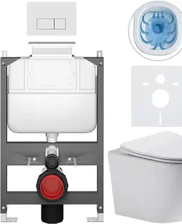 Záchody CERANO - Kompletný WC set Basic/Cesso - biela lesklá - WC tlačidlo Modulo/Biela - ovládanie zhora - predstenová inštalácia - 49x36 CER-8050BD85955