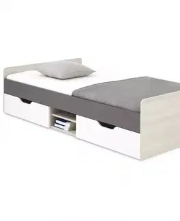 Dvojlôžkové postele Posteľ 120 Remo RM16 dub wilton/biela/antracit