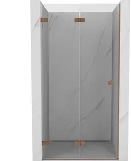 Sprchovacie kúty MEXEN/S - Lunar-F skladacie sprchové dvere ľavé 85, transparent, meď kartáčovaná 836-085-000-65-00-L