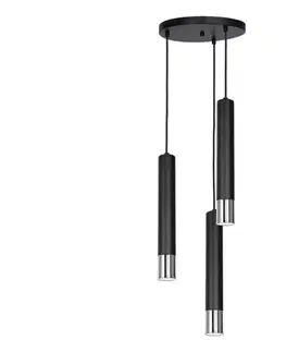 Svietidlá  Luster na lanku NEST 3xGU10/8W/230V čierna/lesklý chróm 1058