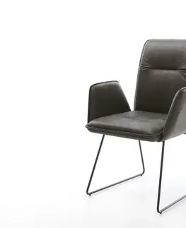 Jedálenské stoličky DELIFE Jedálenská stolička Vinja-Flex mikrovlákno antracitová vintage tenká podstava čierna