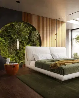Čalúnené postele DELIFE Čalúnená posteľ Cusino 180x200 cm bouclé krémovo biela