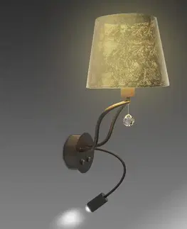 Moderné lampy do obývačky Nástenná lampa A0029-220 Saria 1x 6 W E14 LED + 8 W LED čierno-zlatá 3000 K