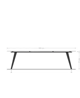 Jedálenské stoly DELIFE Jedálenský stôl Edge 300x100 keramika Laminam® Nero Greco antracitová kov šikmý čierna