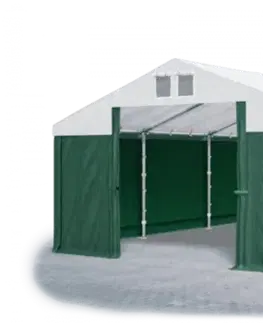 Záhrada Skladový stan 5x10x2,5m strecha PVC 560g/m2 boky PVC 500g/m2 konštrukcie ZIMA PLUS Bílá Zelená Zelená