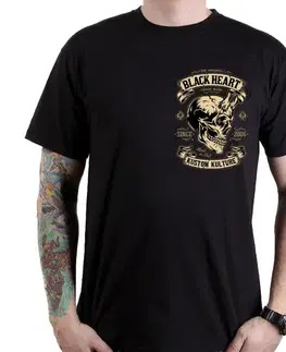 Pánske tričká Tričko BLACK HEART Devil Skull čierna - M