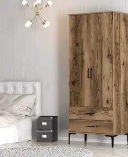 Šatňové skrine Šatníková skriňa Kumsal T - Walnut