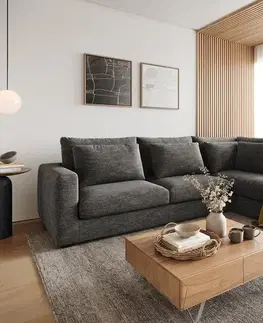 Rohové sedacie súpravy DELIFE Rohová pohovka Isla 330x225 cm šenilka antracitová ležadlo pravá