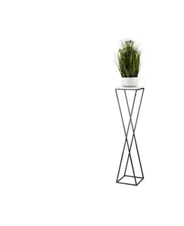 Stojany na kvetiny HowHomely Stojan na kvety LOFT 100x24 cm čierna/biela 10-1630-100-BW-MDF