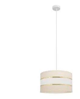 Svietidlá  Luster na lanku HELEN 1xE27/15W/230V pr. 35 cm krémová/zlatá W-KM 0803/1 EC+GO+MAT