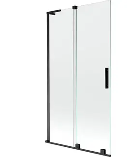 Sprchové dvere MEXEN/S - Velar L dvojkrídlová posuvná vaňová zástena 100 x 150, transparent, čierna 896-100-003-01-70