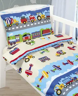 Obliečky Bellatex Detské obliečky Agáta Lietadlá a autá, 90 x 135 cm, 45 x 60 cm, 90 x 135 cm, 45 x 60 cm