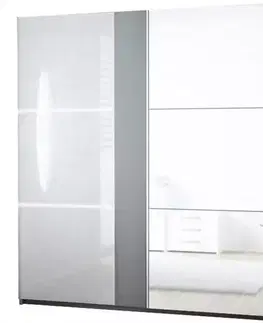 Šatníkové skrine Skriňa Tunis 200 cm biela/fialová  Led
