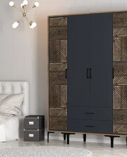 Šatňové skrine Šatníková skriňa Kumsal PTP - Walnut, Anthracite