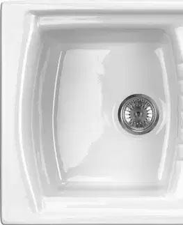 Kuchynské drezy DEANTE DEANTE - Lusitano biela - Keramický drez, 1 - bowl s odkvapkávačom ZCL_611N