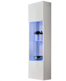 Vitríny v podkrovnom štýle Vitrína Fly 42+Sklo biely+LED