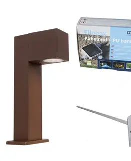 Zahradne stlpove lampy Priemyselné stojace vonkajšie svietidlo hrdzavohnedá 30 cm IP44 - Baleno