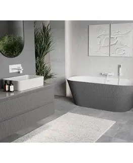 Vane MEXEN/S - Oris voľne stojaca vaňa nástenná reliéf 170 x 80, biela/sivá, sifón a prepad biela 52871708062-20