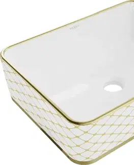 Umývadlá MEXEN - Catia umývadlo na dosku 48 x 37, biela/zlatá vzor 21314809