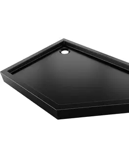 Vane MEXEN - Flow+ päťboká sprchová vanička ľavá 90 x 80, čierna mat 46P708090LH