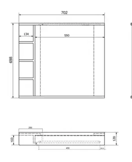 Kúpeľňové zrkadlá AQUALINE - KORIN STRIP zrkadlo s LED osvetlením a poličkami 70x70x12cm KO360S