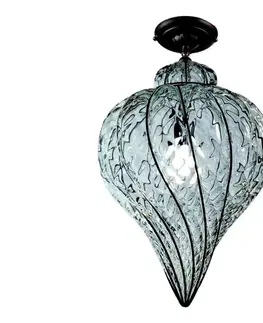 Svietidlá SIRU - Prisadený luster GOCCIA 1xE27/60W/230V pr. 25 cm číra/hnedá benátske sklo MC111-035CRB