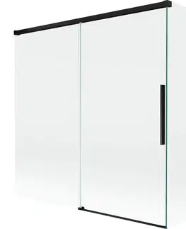Sprchové dvere MEXEN/S - Rox L vaňová zástena 2-krídlová posuvná 160 + 75 x 150, transparent, čierna 8C9L-160-075-70-00