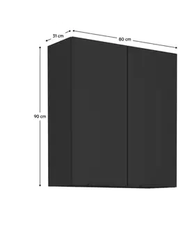 Kuchynské horné skrinky KONDELA Siber 80 G-90 2F horná kuchynská skrinka čierna
