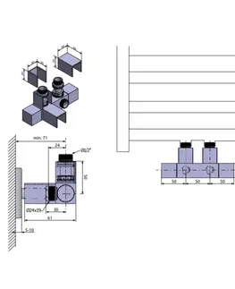 Radiátory do kúpeľne SAPHO - CUBE TWIN pripojovacia súprava ventilu pre stredové pripojenie, chróm CP581S