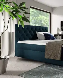 Postele KONDELA Guliette 200 boxspringová manželská posteľ tmavomodrá (Velvet)
