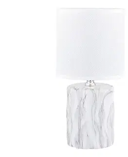 Lampy Zuma Line HS8603-WH - Stolná lampa 1xE14/40W/230V biela/dekor mramoru HS8603-WH
