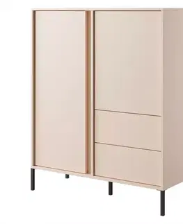Komody s dvierkami Komoda DAST vysoký 2D2S béžová