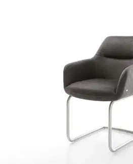 Jedálenské stoličky DELIFE Jedálenská stolička Pejo-Flex mikrovlákno antracitová vintage jedálenská stolička okrúhla nerezová oceľ vrecková pružina