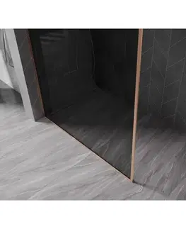Sprchové dvere MEXEN/S - Kyoto-F Sprchová zástena WALK-IN s rámom 140 x 202, grafit 8 mm, meď kartáčovaná 800-140-104-65-40