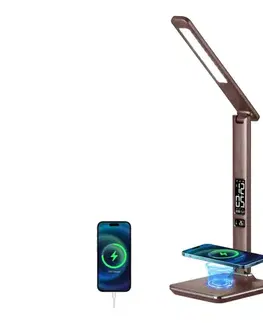 Lampy BRILAGI-LED Stmievateľná LED lampa REGINA s bezdrôtovým nabíjaním, 8,5 W, 230 V, hnedá BRI8975