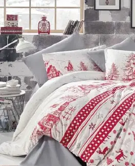 Obliečky Obliečky bavlnené Vianočné obliečky Sviatočný mix biely TiaHome - 2x Vankúš 90x70cm, 1x Paplón 200x220cm