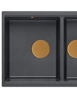 Kuchynské drezy Quadron Quadron - Granitový drez Logan 150 Black Metallic Meď HCQL5646U8-C1_U