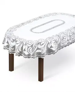 Bytový textil Žakárový obrus  241271 oválny 130X180 biely