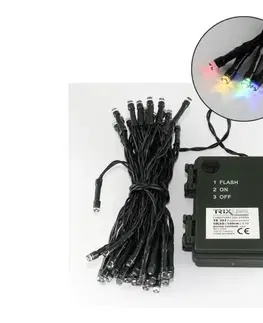 Vianočné dekorácie  LED vonkajšia svetelná reťaz 50× LED, 2 režimy, 5,4 m, IP44, viacfarebná P486