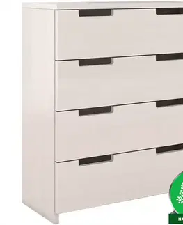 Komody do spálne Komoda drevená  borovica 4s Skandica Spectrum Biely