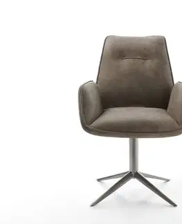 Jedálenské stoličky DELIFE Otočná jedálenská stolička Zoa-Flex mikrovlákno taupe vintage podstava grafit 360° otočný hojdacia funkcia vrecková pružina