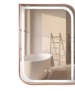 Kúpeľňové zrkadlá REA - Zrkadlo LED ZONE 70x50 BRUSH ROSE GOLD HOM-00304