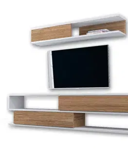 Obývacie steny TV skrinka / Obývacia stena Sims - White, Teak